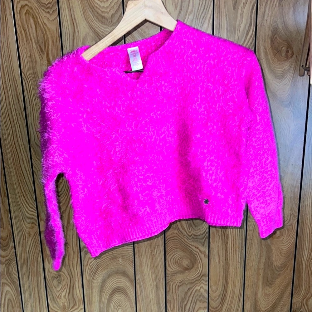 Girls Justice Sz. 10 Fuzzy Warm Pink Sweater